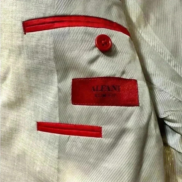 Alfani Men's Slim-Fit Solid Knit Suit Jacket 46R Light Grey Sport Coat NWOT - Picture 6 of 10